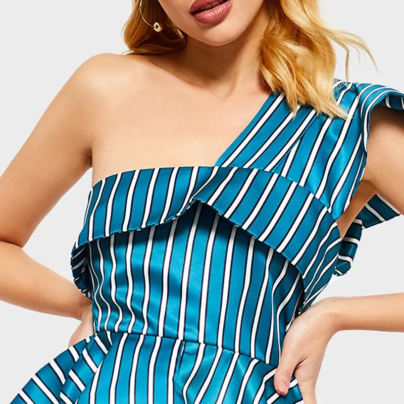 Stripe Green Collar Fashion Office Asymmetric Women Oblique Lady Blouses Zipper Tops Sexy Shirt Female Slim Elegant Casual Sweet gtgPv4