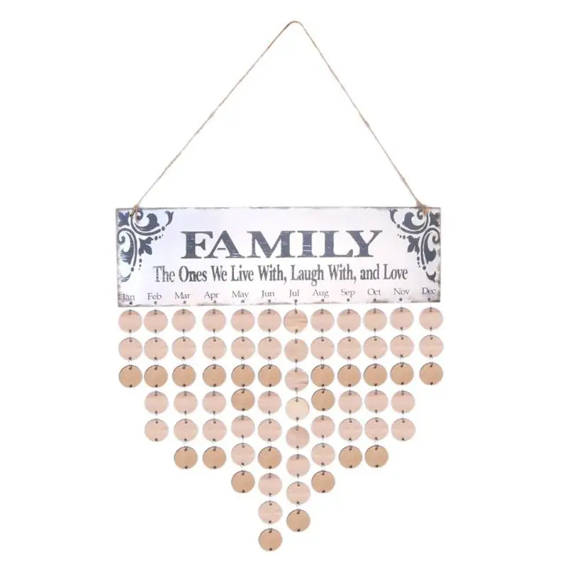 

Wooden Family Birthday Calendar Wood DIY Wall Hanging Specical Date Sign Reminder Planner Board Home Office Decoration Gifts