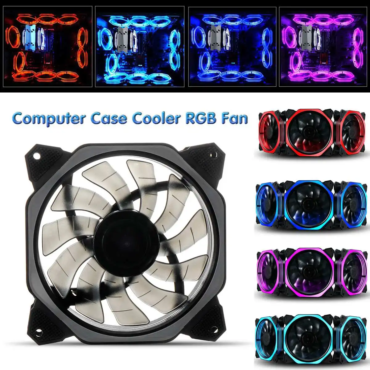 120mm Quiet Work And Durable Air Cooling Computer Fan Monochrome Color Blue/Purple/Red/Ice Blue