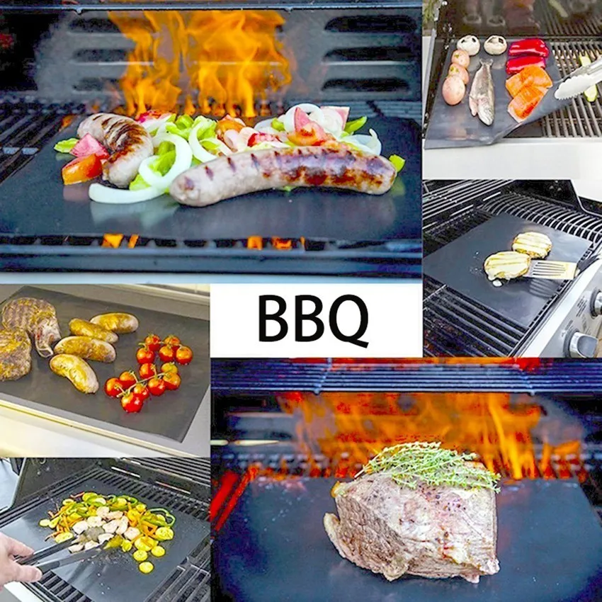 

2Pcs Teflon Non-stick Barbecue Mat Reusable Cooking Plate 40 * 33 Cm Cooking Tools Smokeless Barbecue Stove Mat Wholesale