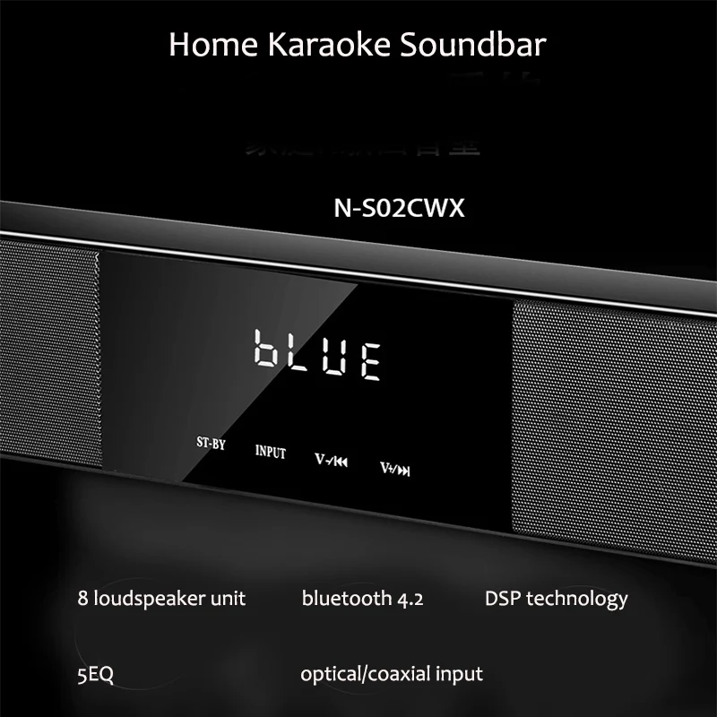 WENGE 60W Remote TV Soundbar Speakers + Home Subwoofer Wireless Karaoke Microphone set Wall Mounted Home Theater Speakers