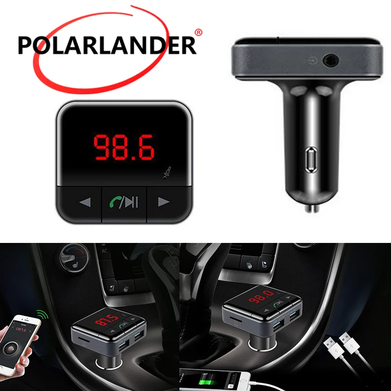 Автомобильный Bluetooth-комплект с FM-передатчиком ЖК-дисплеем и двумя USB-портами |