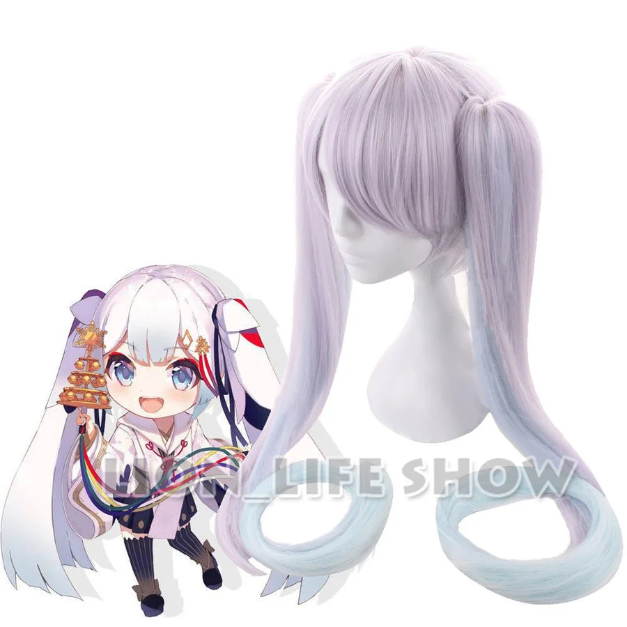 

Vocaloid 2018 Snow Witch Miku Hatsune Purple Straight Cosplay Wig with Ponytails free cap