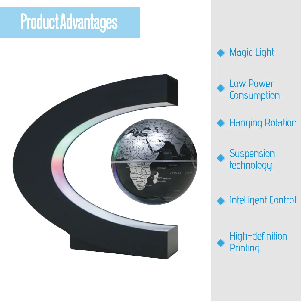 Новинка креативная Магнитная левитационная лампа C формы с глобусом карта мира