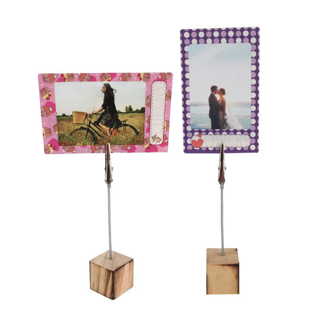 

10pcs Natural Wood Stand Paper Clip Wedding Table Number Place Name Memo Photo Card Stand Holder For Office Novelty Photo Frame