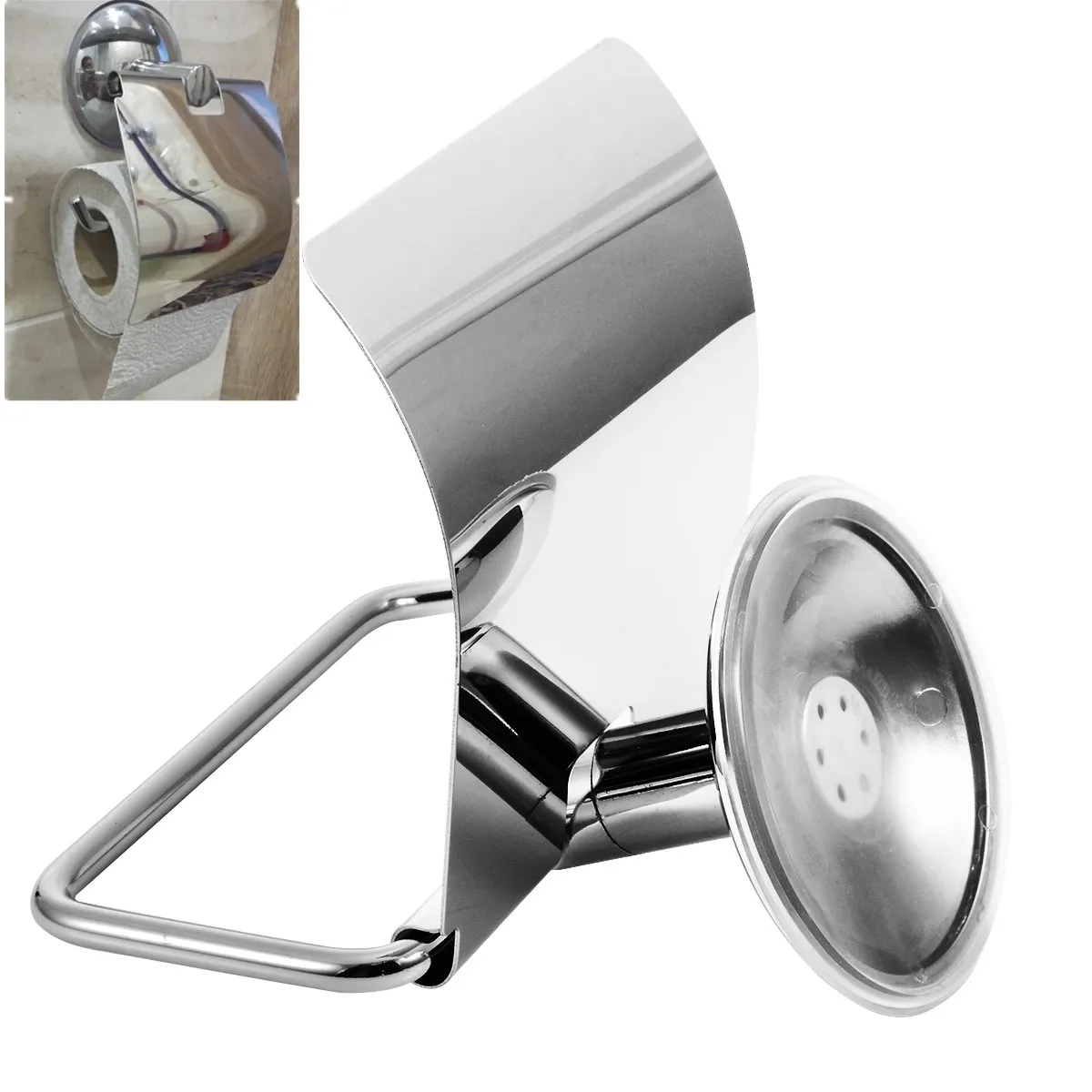 1pc Bathroom Toilet Roll Paper Holder Vacuum Suction Cup Paper Holder