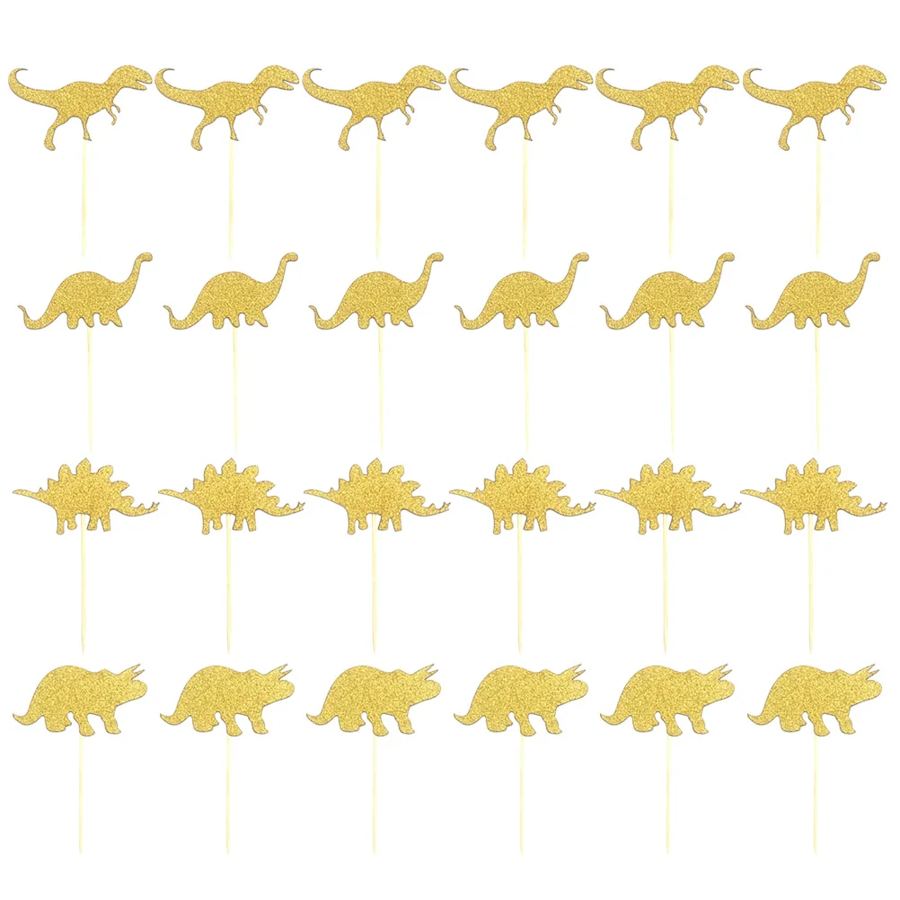 24 Pcs Dinosaurus Cupcake Toppers Hewan Gambar Kartun Muffin