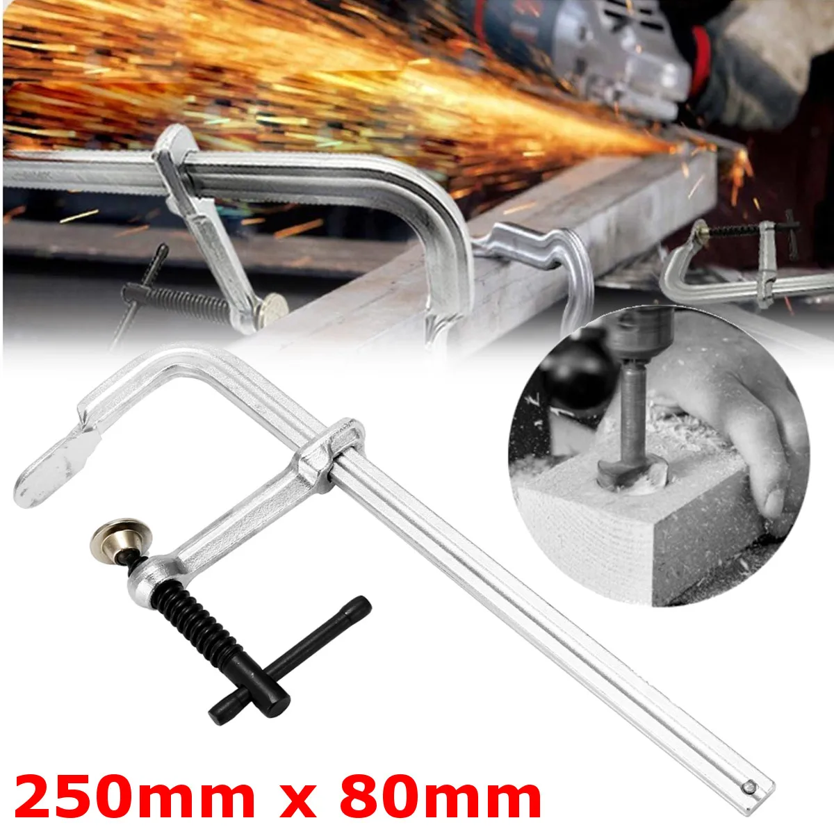 

250x80mm Quick Grip F Clamp Cast Steel Heavy Wood Working F Style Bar High Strength Durability DIY Clip Hand Tool 2019 New