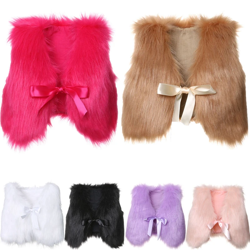 Autumn NEW Baby Girl Faux Fur Vest Waistcoat Kid Warm Winter Jacket Outwear Coat 6-12M 1-5Y