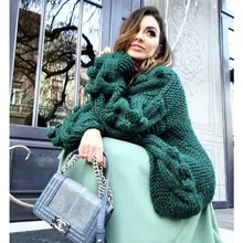 Green Cardigan Knit Sweater