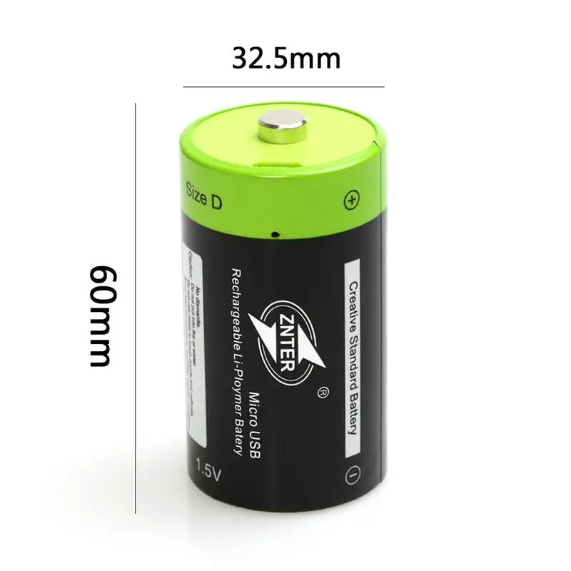 ZNTER ZNT1 2pcs 1 5 v литий полимерный аккумулятор 4000mAh USB D размер аккумуляторная батарея