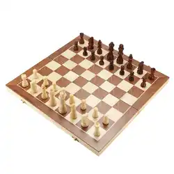 Складной деревянная шахматная доска набор путешествия игры шахматы, нарды шашки игрушка комплект детей шахматы развлечения шахматная