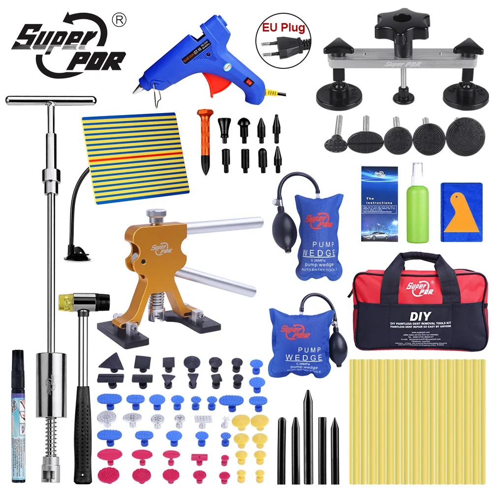 

Super PDR Tools Paintless Dent Repair Tool Kit Glue Gun Reserve Hammer Dent Puller Set with Tool Bag Car Dent Remover Hand Tools