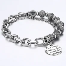 Браслеты с подвесками из нержавеющей стали для мужчин Серебряный тон Роло карта каменные бусины мужские s браслет Круглая застежка от LDB43