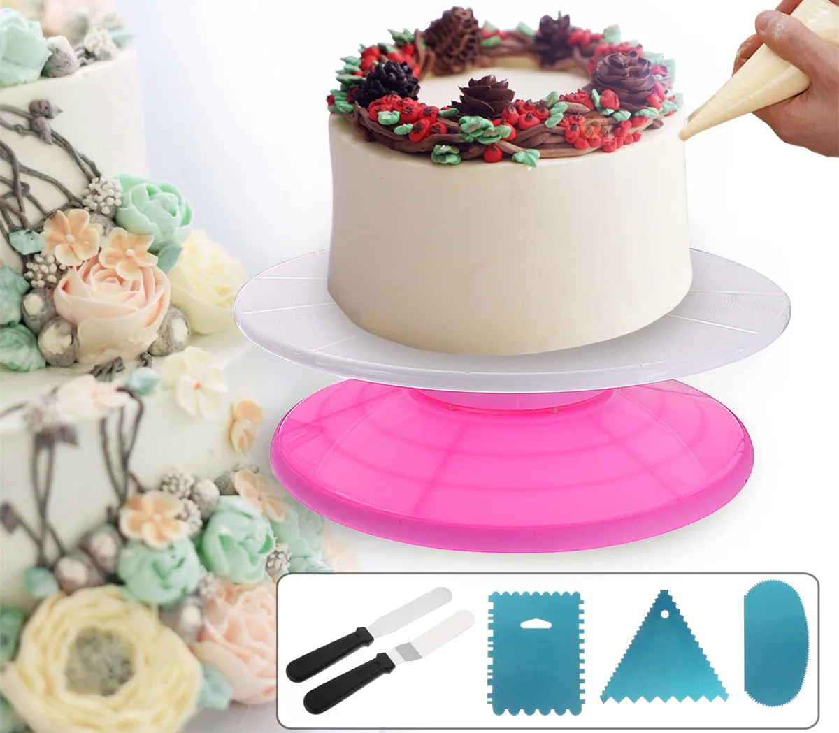 Aliexpress.com : Buy DIY Pan Baking Tool Plastic Cake Plate Turntable ...