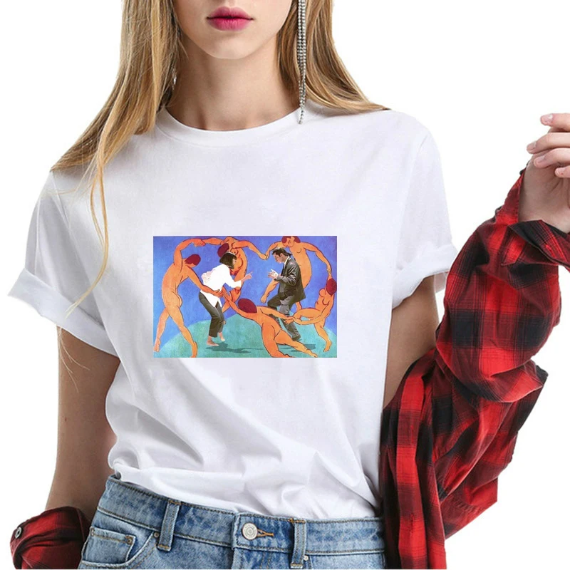 

Henri Matisse Aesthetic T Shirt Women Vogue Summer White T-shirts 100% Cotton Summer Super Soft Casual Tops Let's Dance T-Shirt