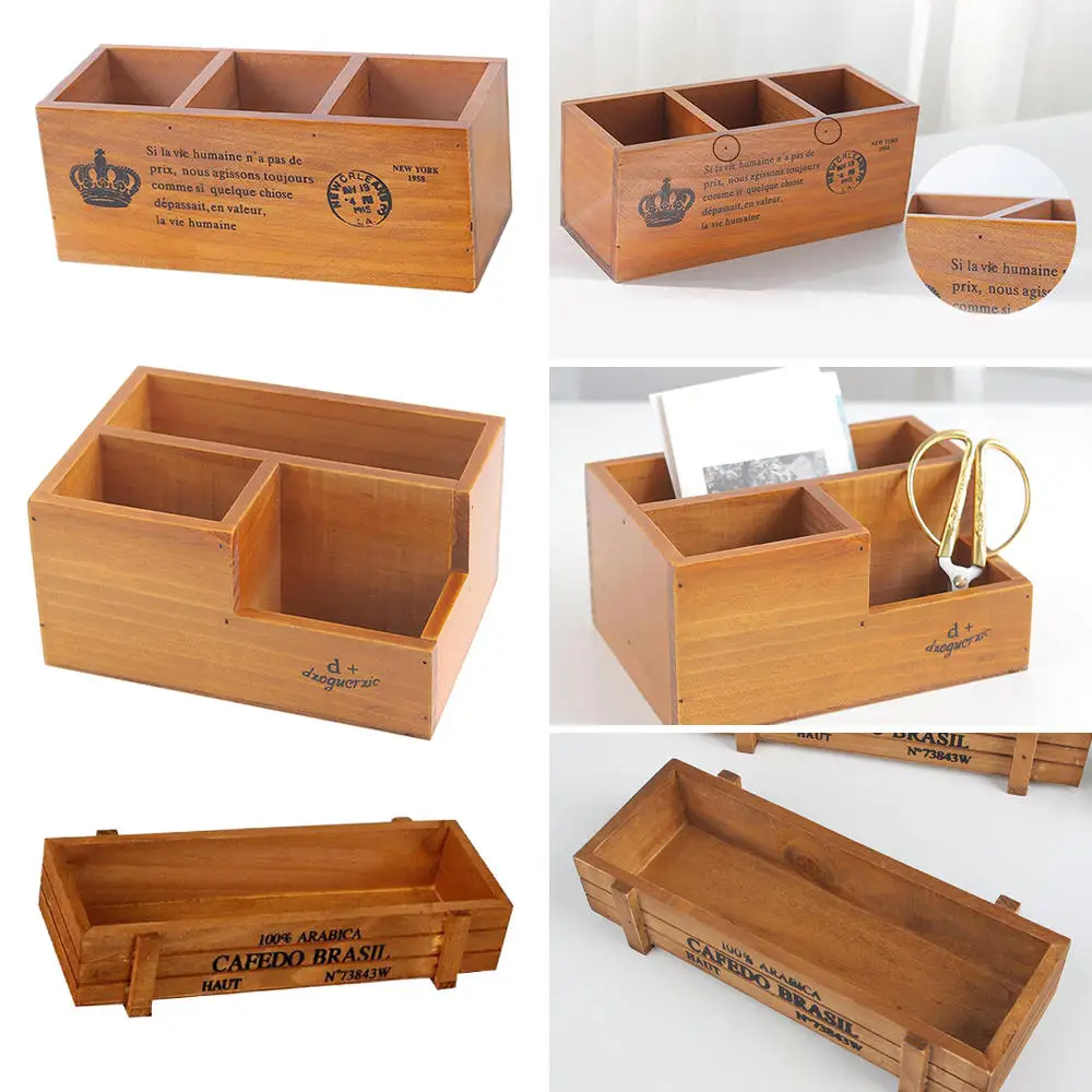 

1pc Wooden Table Sundries Container Cosmetics Organizer Jewelry Storage Box Home Decor Storage Box Wooden Jewelry Holder