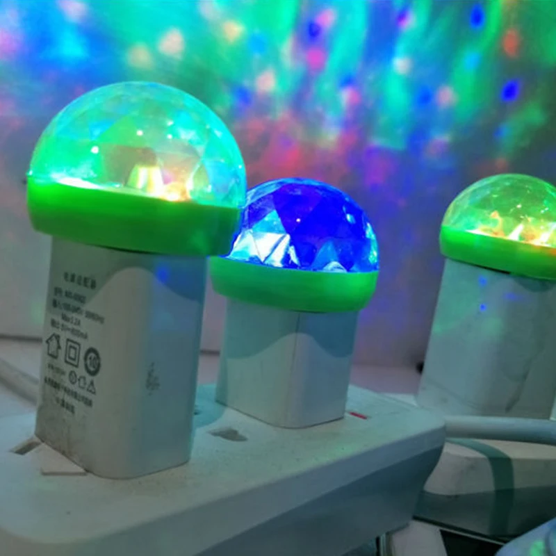 Свет мобильного телефона USB кристалл магический шар свет красочный RGB Голосовое