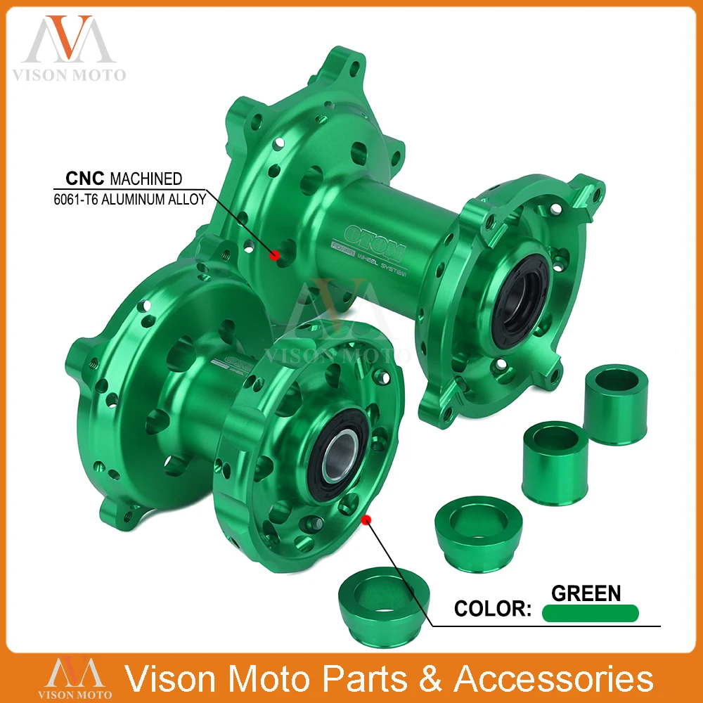 

Motorcycle Green Front & Rear Wheel Hub With Bearing Center Bushing Seal For KAWASAKI KX125 KX250 06-08 KX250F KX450F 06-18