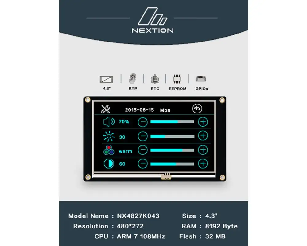 

Nextion Enhanced NX4827K043 - 4.3'' HMI Intelligent Touch Display USART TFT LCD Module