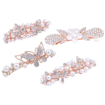 

4 Pcs Hair Pins Cute Imitation Pear Rhinestone Barrettes Bobby Pins Hairpins for Girls