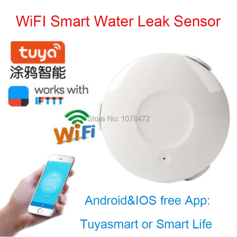 

New WiFi Smart Water Leak Sensor,Standalone flood leakage detector,App Notification Alerts water Alarm Sensor,not required Hub