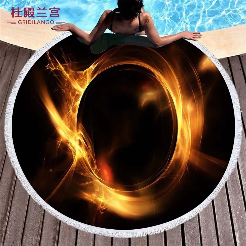 

GRIDILANGO Fantasy Weird Pattern Round Beach Towel For Adult Quickly Absorbtable Travel Outdoor Home Yoga Mat Bath Towel