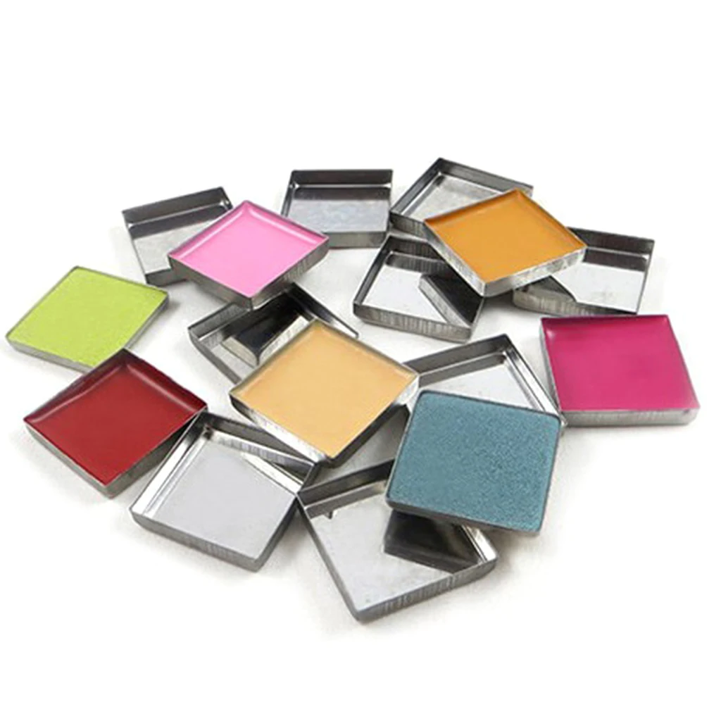 

100pcs Metal Empty Round Square Eyeshadow Blush Makeup Pans Tin Powder Pot For Magnetic Palette Box Responsive to Magnets