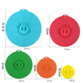 

5 Pcs/Set Universal Silicone Lid-bowl Suction Pan Cooking Pot Lid-Silicon Stretch Lids Silicone Kitchen Pan Spill Stopper Cover