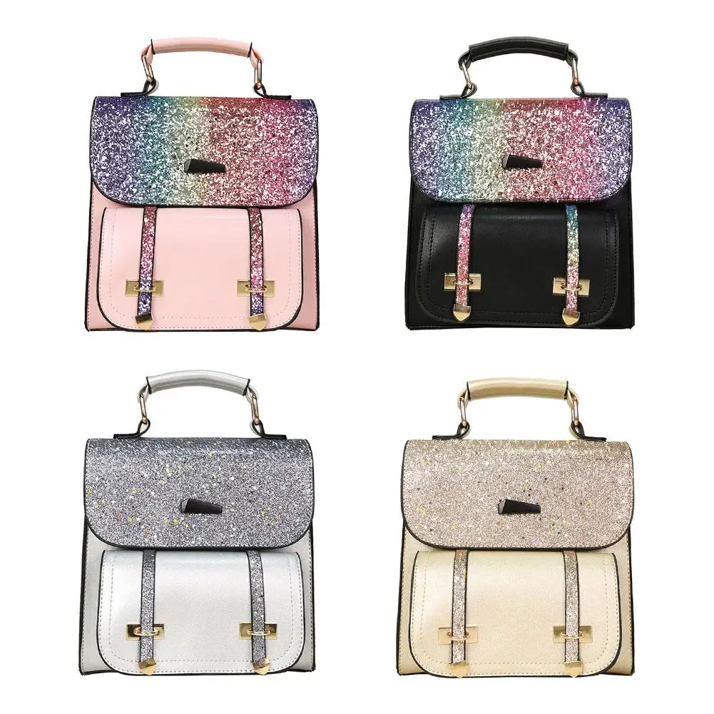 

Korean Style Fashionable Sequins Backpack Female Student Bag Multi-Function Travel Shoulder Bag Messenger Bag Handbags Handbag