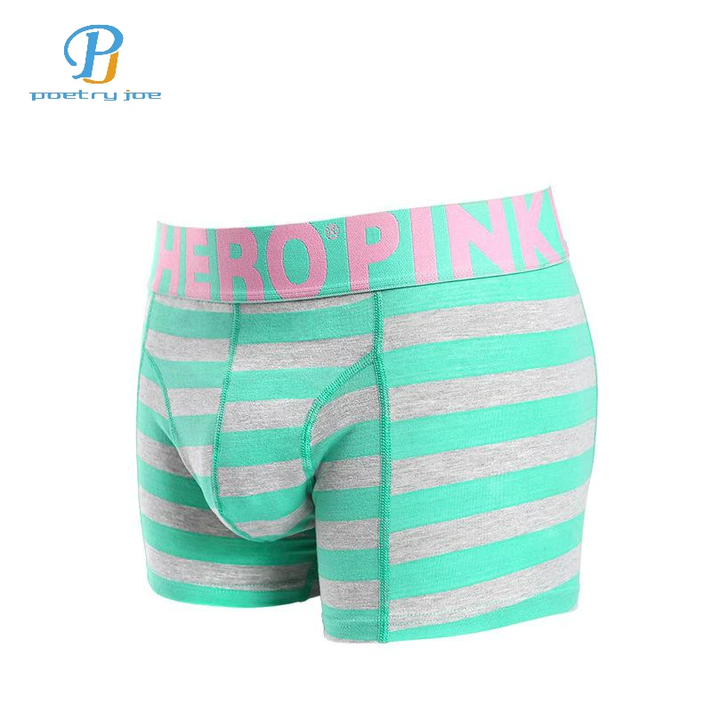 

Pink Hero Men Underwear Boxer Cotton Three-dimensional Cut Wide Stripe Fashion Men Flat-footed Underwear Shorts Men Panties