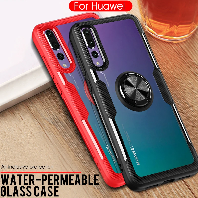 

GVU Ring Shockproof Soft Sid Case For Huawei P20 P30 PRO P20 Lite Transparent Case For Huawei Mate 20 Lite 20 Pro Bracket shell