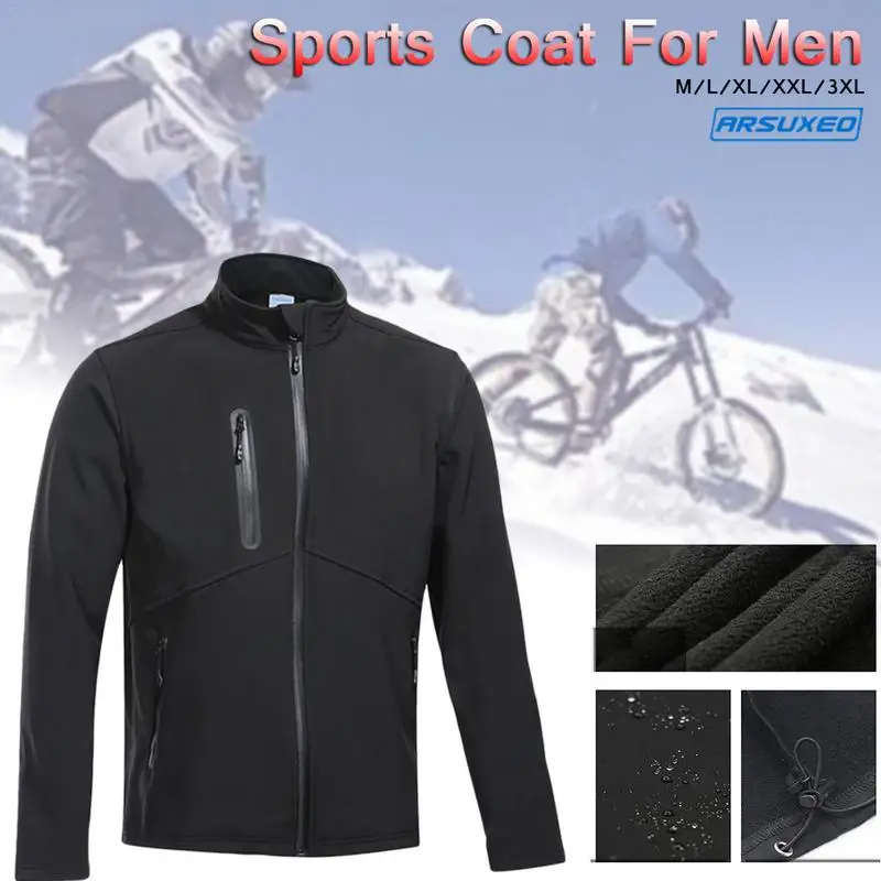 

New For ARSUXEO Men's Thermal Fleece Cycling Winter Warm Up Bike Clothing Windproof Waterproof Sports Coat MTB Bike Jacket 16W