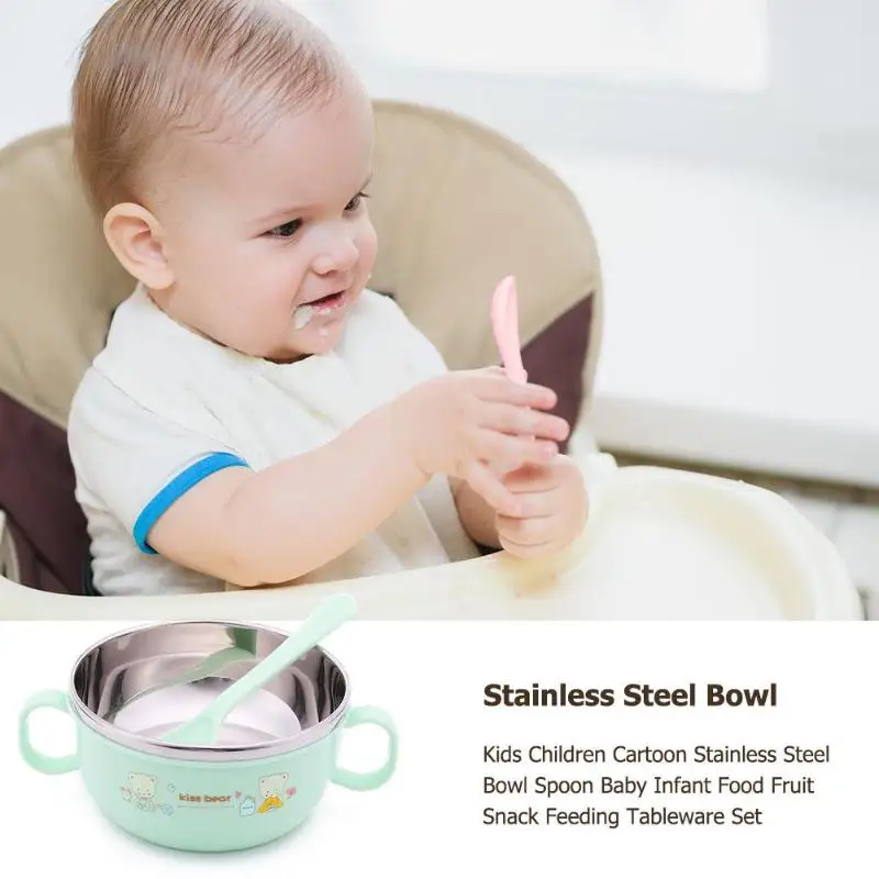 Children Cartoon Stainless Steel Bowl Spoon Baby Food Feeding Tableware Set Children Training Dinnerware Plate Bowl Spoon Children Cartoon Stainless Steel Bowl Spoon Baby Food Feeding Tableware Set Children Training Dinnerware Plate Bowl Spoon