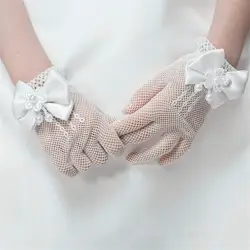 Детская красивая девушка Платья для младенцев Перчатки девушки сетки эластичные перчатки невесты Перчатки