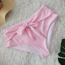 Женские сексуальные бикини шорты, купальники, модные одноцветные бандажные гофрированные шорты с высокой талией, купальные штаны, пляжная одежда