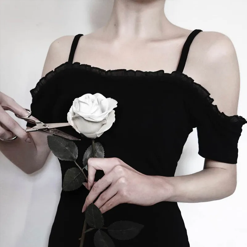 New Spring Spaghetti Strap Women Crop Top Slash Neck Bandage Short Sleeve Sexy T-Shirt