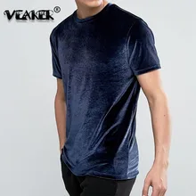 Moda veludo t camisa masculina verão manga curta o-pescoço veludo tecido hip hop cor sólida tshirt swag masculino veludo camiseta