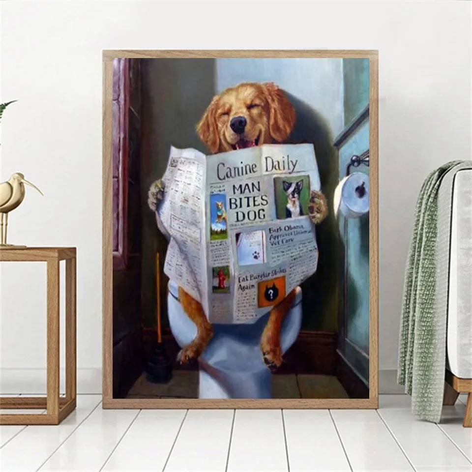 AZQSD 5D DIY Алмазная вышивка животные полная Алмазная картина вышивка крестиком собака туалет Стразы мозаика ванная комната декор искусство
