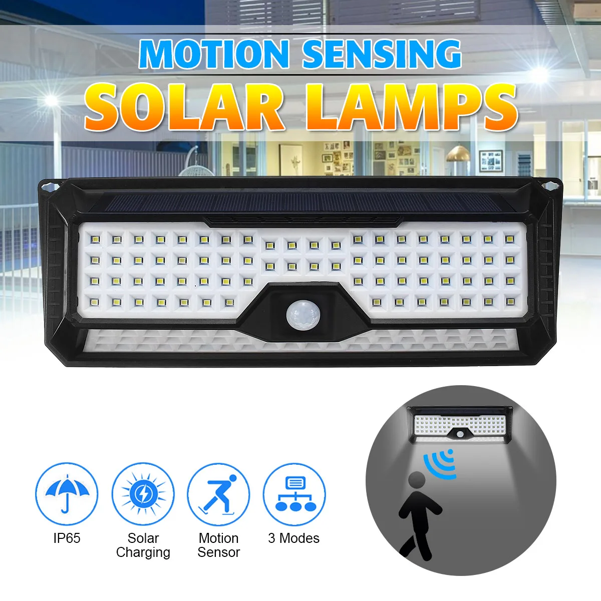 

Smuxi LED Solar Lamp with Motion Sensor 3 Modes IP65 Waterproof PIR Motion Sensor 3.7V Wall Light