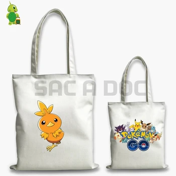 

Pokemon Torchic Handbag Double Side Shoulder Bags Large Capacity Beach Bag for Teenage Girls Boys Tote Shopping Handbags