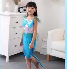 The Little Mermaid Fancy Kids Girls Dresses Princess Ariel Cosplay Halloween Costume ankle-length puff sleeve dress with mermaid summer the little mermaid ariel kids girl dresses princess cosplay halloween costume girls dress