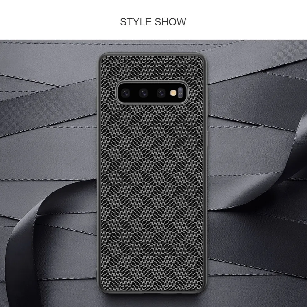 

Case For Samsung S10 NILLKIN Plaid Synthetic Fiber TPU Frame+PC Back Shell Back Cover Case For Samsung Galaxy S10 Plus