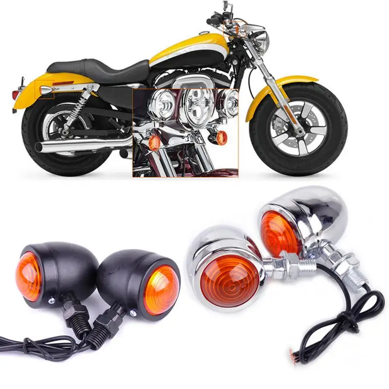 Pair of Metal grilles Indicators turn signal Color Black for custom motorcycle