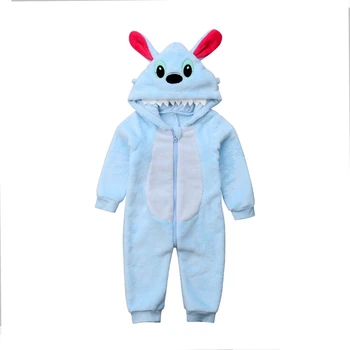

Newborn Baby Boys Stitch Flannel Zipper Hoody Ear Romper Jumpsuit Outfits