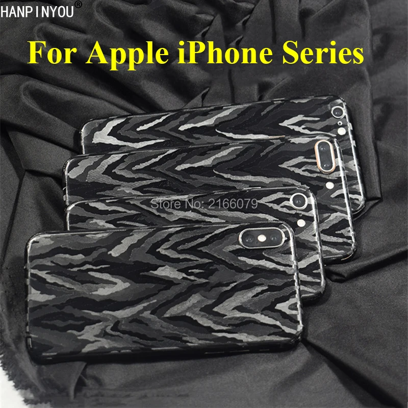 

For Apple iPhone X 8 7 6 6S Plus Luxury 3D Black Camouflage Full Cover Back Body Film Matte Protective Skin Decal Sticker