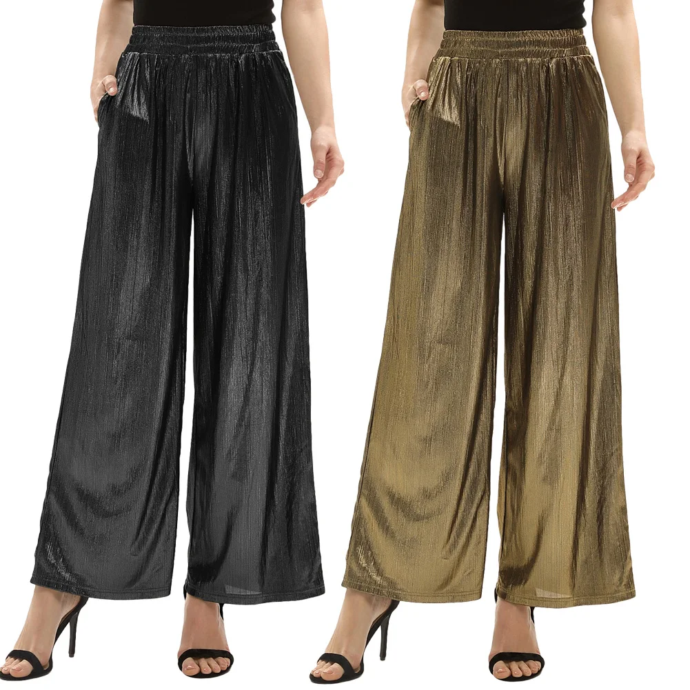 Trend High Street Loose Palazzo Pants Office Lady Wide Leg Trousers Women Elegant OL Style Fashion Flare Pants