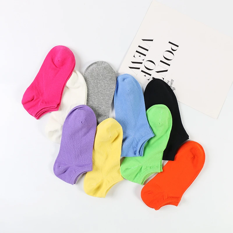 

DONG AI nine colored available soft combed cotton socks nylon aurethane flat plate female boat socks