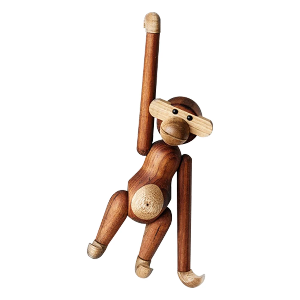 Wooden Monkey Figurine Teak Desk Christmas Ornaments For Home Decor