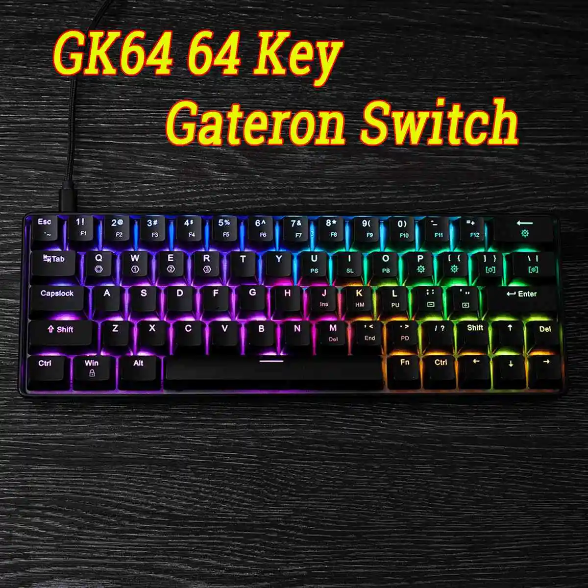

Game-KeyboardGK64 64 Key Gateron Switch Mechanical Keyboard Geek Hot Swappable CIY Switch RGB Backlit Mechanical Gaming Keyboard